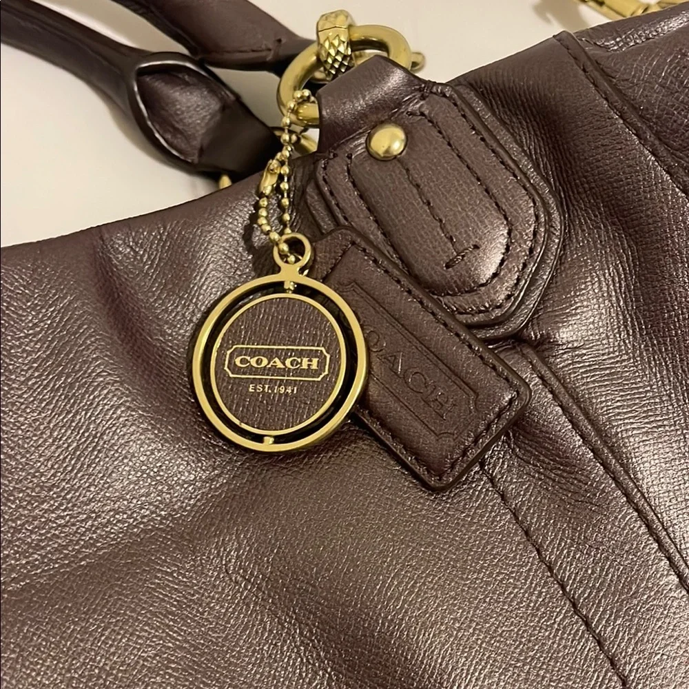 Coach Purple Leather Satchel with Gold Hardware